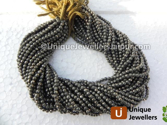 Pyrite Faceted Round Beads